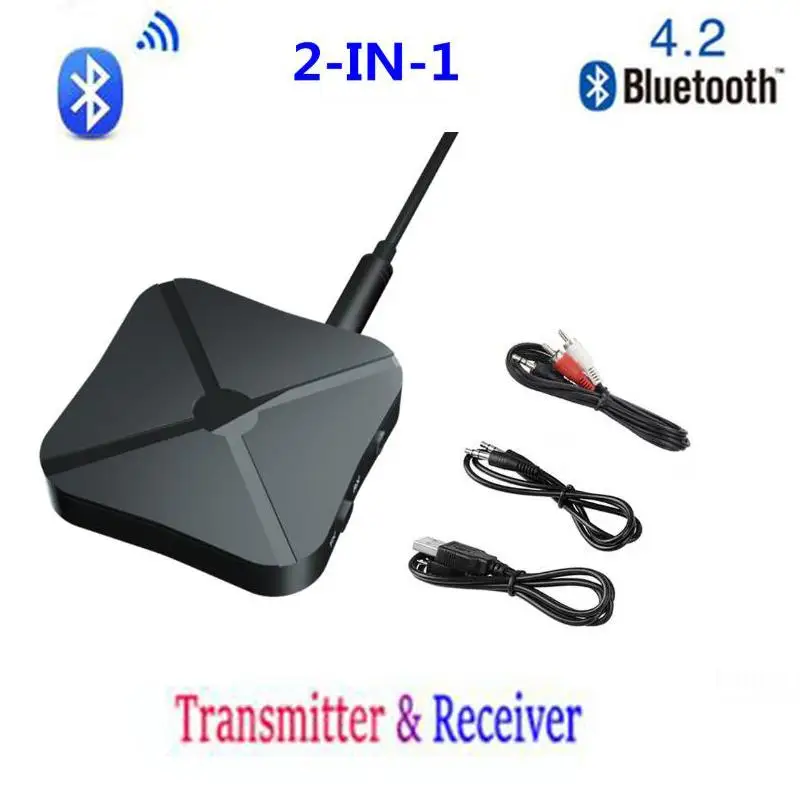 2 в 1 стерео беспроводной Bluetooth 4,2 аудио передатчик Bluetooth приемник USB Bluetooth адаптер с 3,5 м AUX для домашнего ТВ MP3 ПК