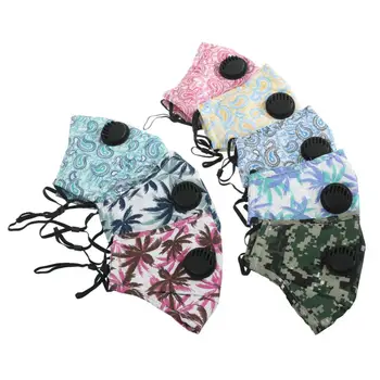 

3Pcs Leaf Print Anti Droplet Breather Valve Filter Insertion Face Cover Mask Mouth Cover Anti-spray Mask fast shipments