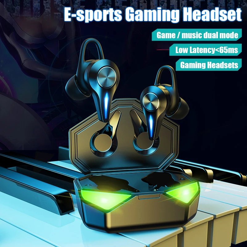 Беспроводные Игровые наушники с микрофоном совместимые Bluetooth низкой задержкой 65