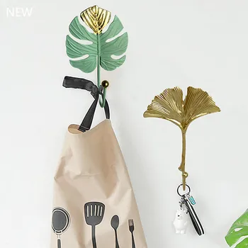 

Nordic Single hanging Clothes hook Home Creative hook wall hook Green gold Punch-free Small clothes hooks for doors and windows