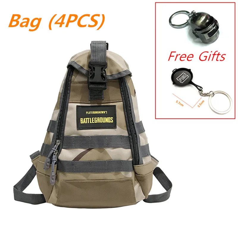 C-4pcs Сумка для косплея PUBG, 3 уровня, рюкзак, холщовые сумки для взрослых, для путешествий, детей, студентов, сумки PLAYERUNKNOWN'S BATTLEGROUNDS, сувенир, подарок - Цвет: C-4pcs