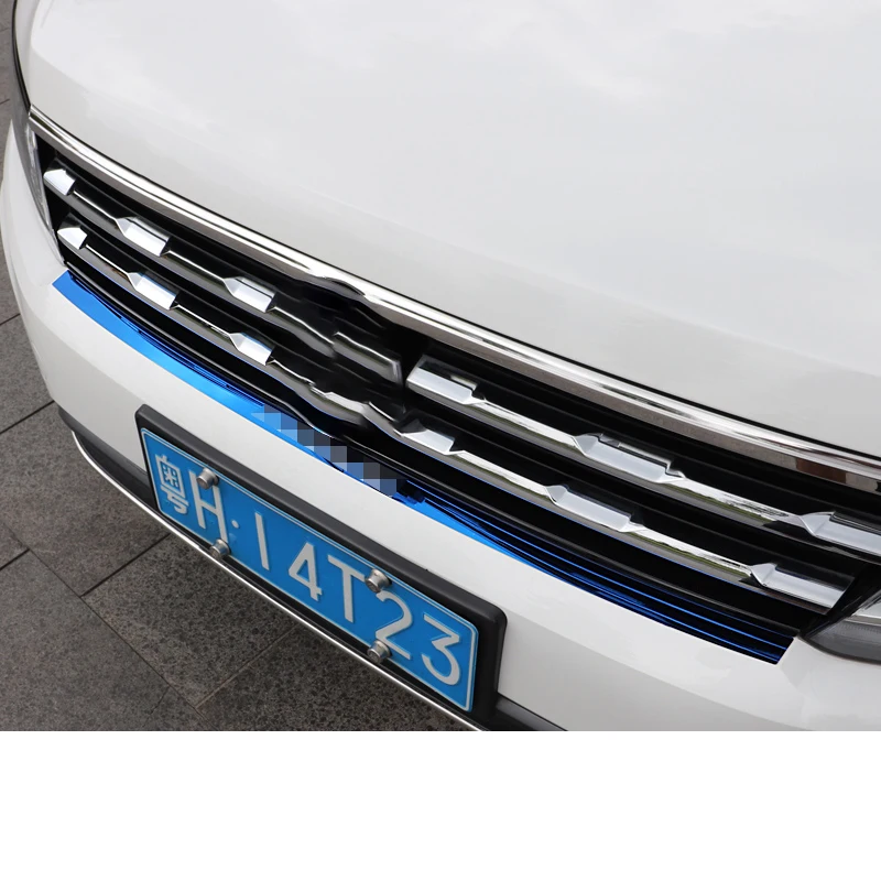 Для Tiguan второго поколения- автомобильный передний бампер крышка из нержавеющей стали декоративная отделка полосы внешняя наклейка украшение