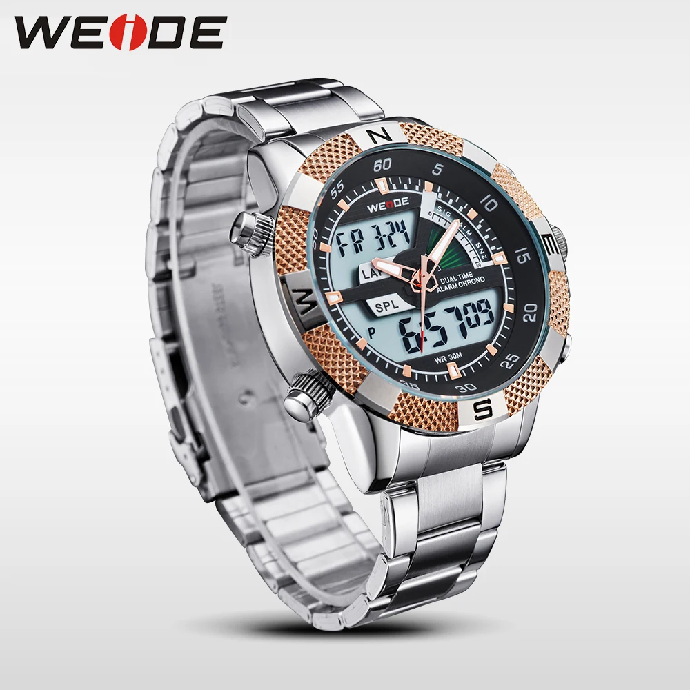 Мужские кварцевые часы WEIDE Спортивные Повседневные из нержавеющей стали с