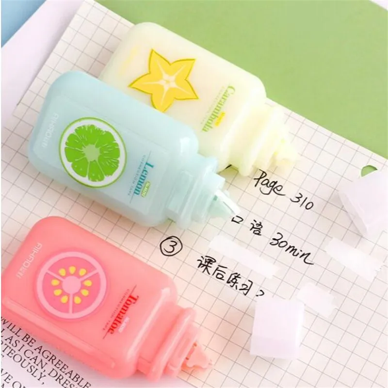

Fruit Correction Tape PET Material Escolar Small Mini School Writing Correction Supplies Korean Stationery Children's Gift 6m