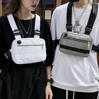 

Men Tactical Shoulders Bags Chest Rig Bag Hip Hop Streetwear Men Functional Waist Packs Adjustable Pockets Waistcoat