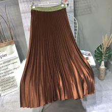 Весенняя женская элегантная плиссированная юбка на осень и зиму, эластичная Женская длинная юбка с высокой талией, Женская юбка высокого качества Saia