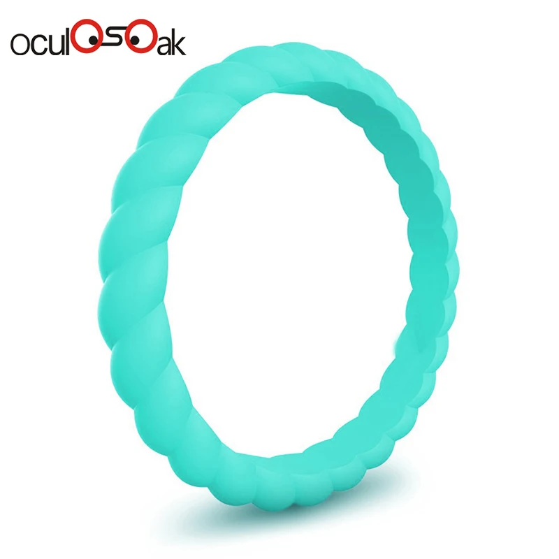 Hot Fashion 3mm Thin Braided Silicone Ring For Women Wedding Rings Sports Hypoallergenic Crossfit Flexible Rubber Finger Ring