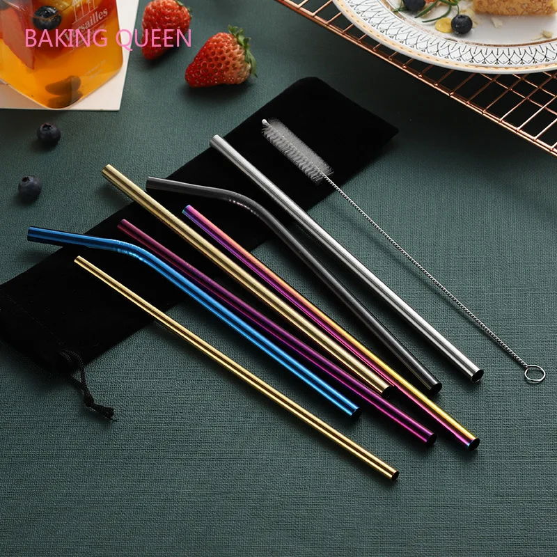 Выпечки королева Нержавеющая сталь трубочек красочные многоразовые питьевой