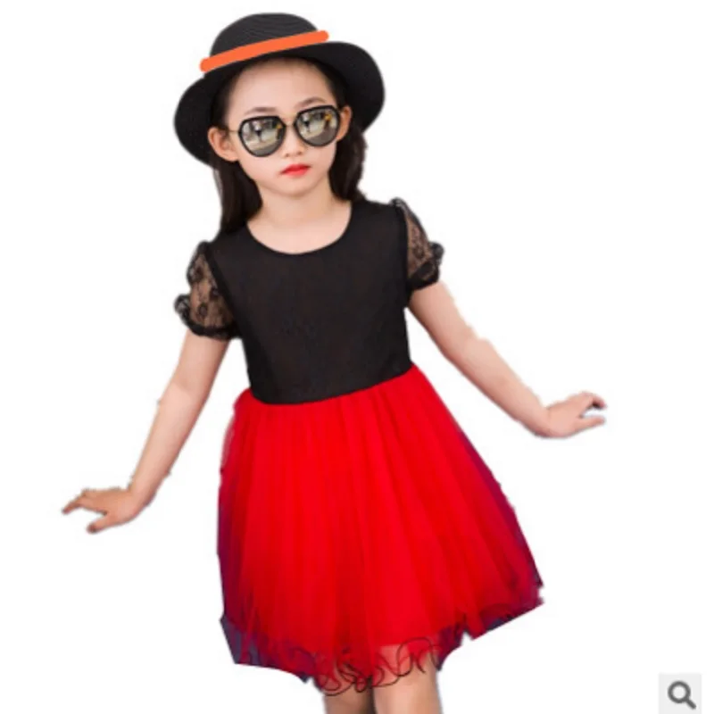 

Kids Clothes Sets Summer 2019 New Girls T Shirt Dress Clothing Set Children Mesh Suits Black Red Colors 2 Piece Size2-10 ly235