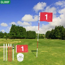 Golf Flags Hole Pole Cup Set, Portable 5 Section Practice Golf Pin Pole Flags for Yard Garden Training