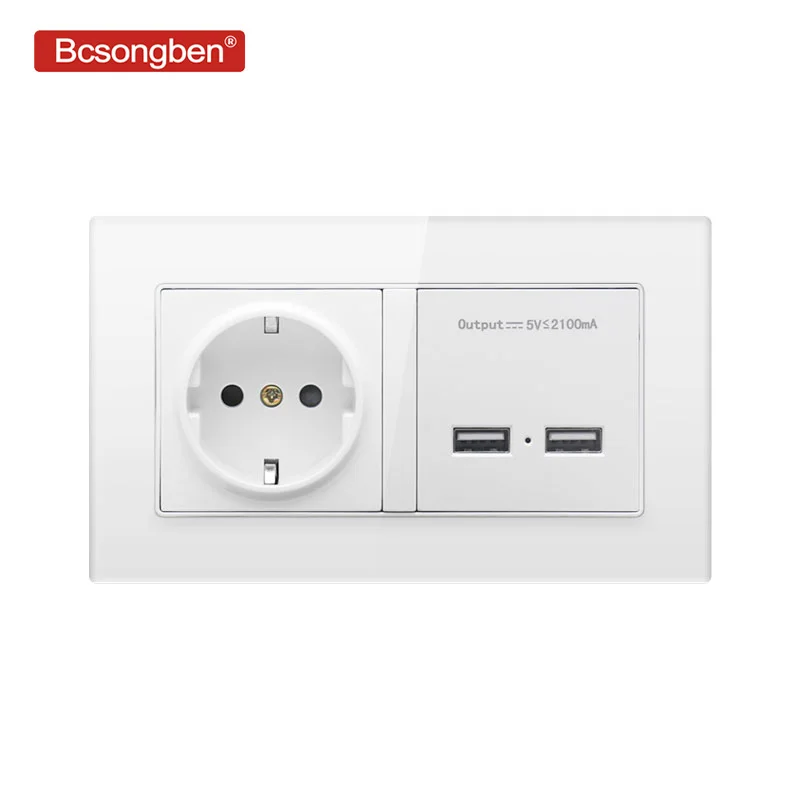 

Bcsongben socket with usb Dual USB Port Wall Charger Adapter Charging 2A Wall Charger Adapter EU Plug Socket Power Outlet 146*86