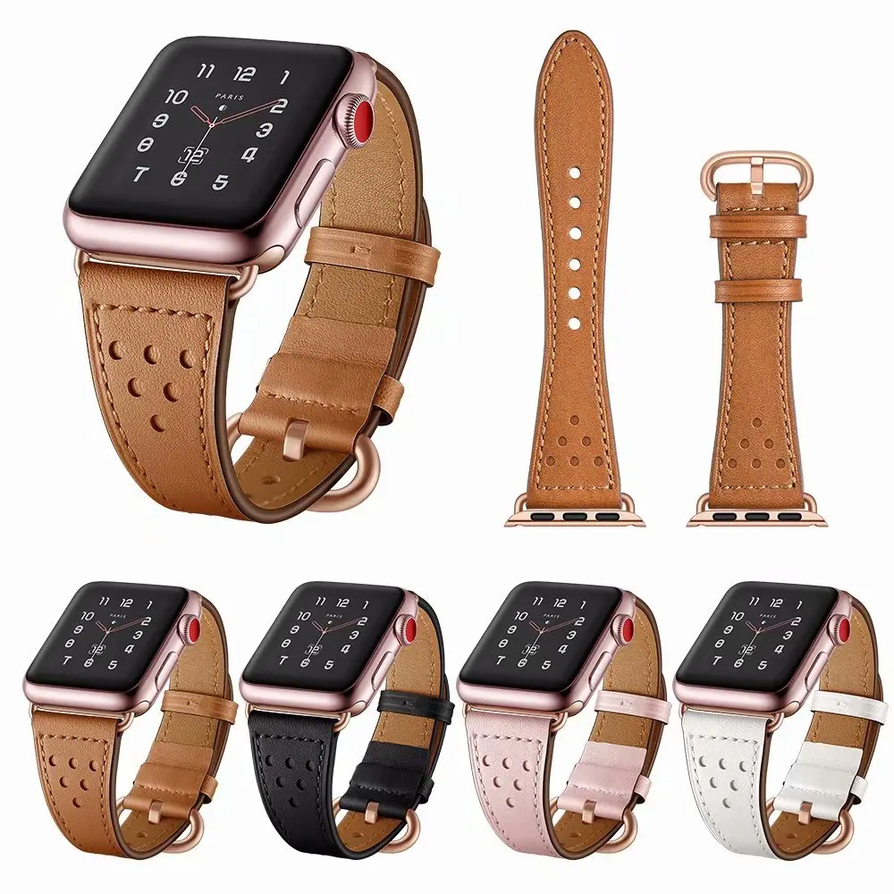Genuine leather loop strap for apple watch band 5 4 42mm 38mm watchband