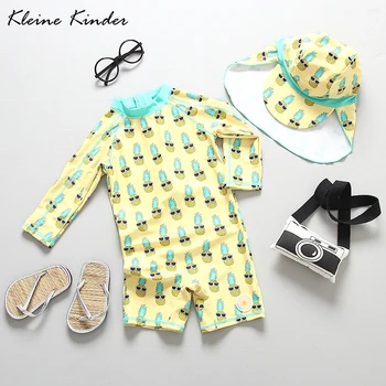 

Girls' Swimsuit UV Block One Piece Kids Swimwear for Girls Pineapple Long Sleeve Baby Girl Children's Swimming Pool Bathing Suit