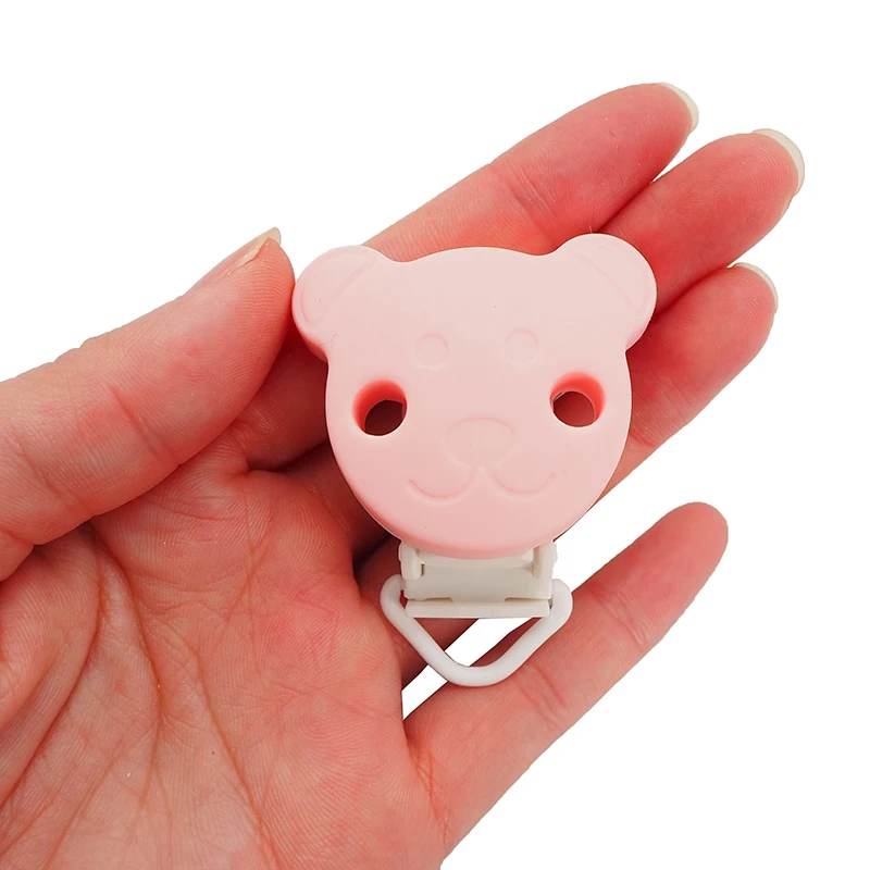 Chenkai 50PCS BPA Free Silicone Bear Clips Baby Cartoon Plastic Holder Food Grade DIY Infant Pacifier Chain Nursing Accessories