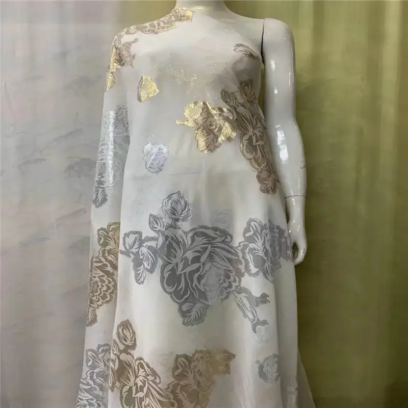 2+3.6+2 Yards Three-Piece Suit Silk Fabric 2022 High Quality Embroidery Printing Silk Fabric For Sewing Textile Material.N19