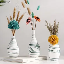 Китайская белая фарфоровая керамическая ваза, живопись тушью, вазы, искусственные цветы, цветочные вставки, цветочные орнаменты, винтажный домашний декор
