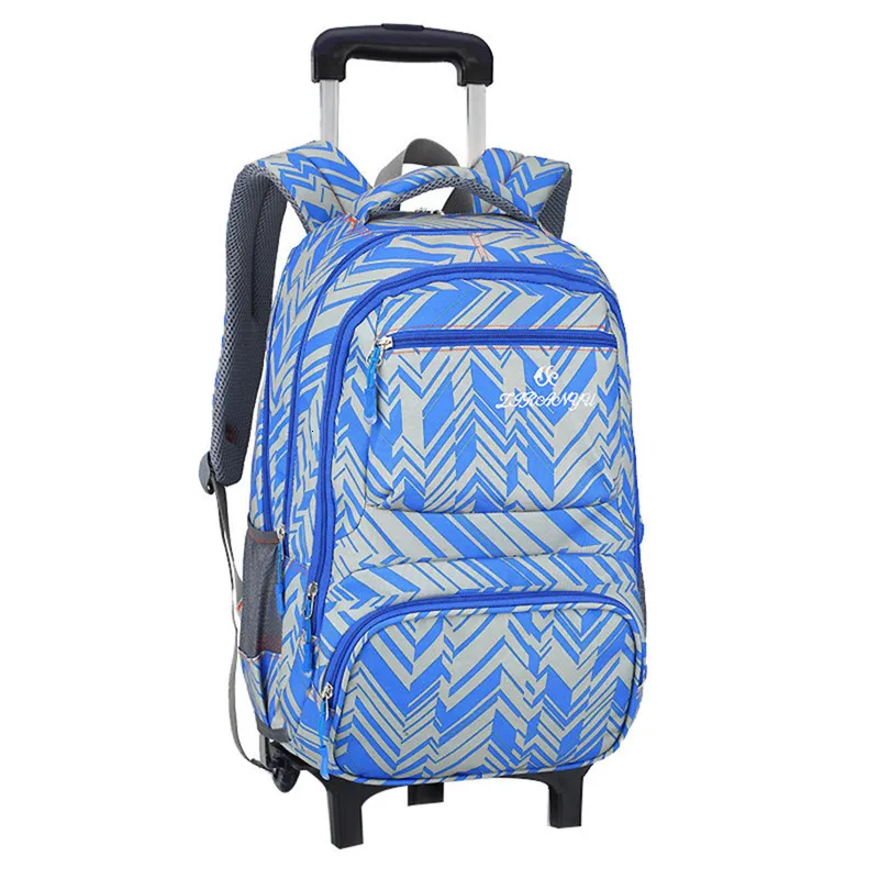 2 wheels blue Детские школьные сумки для девочек с 2/6 колесами, съемный рюкзак на колесиках, Детская сумка на колесиках, сумка для книг, дорожная сумка для багажа, Mochila - Цвет: 2 wheels blue