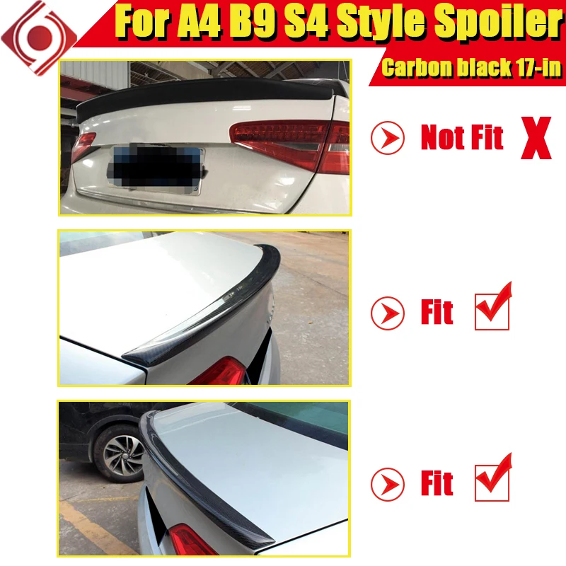 Для Audi A4 A4a A4Q B9 Авто углеродное волокно спойлер заднего багажника, крыла dip S4 Стиль стайлинга автомобилей украшения Крылья спойлер-в