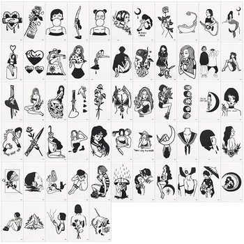 

60 Sheets Mixed Styles Tattoo Stickers Personality Durable Waterproof Simple Stickers Cute Temporary Tattoo Stickers New