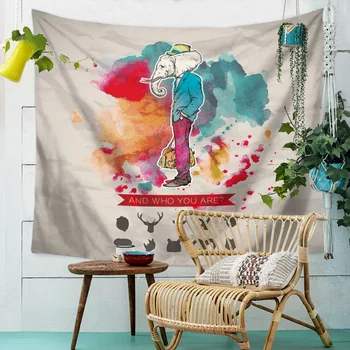 

India Style Yoga Mat Cartoon Elephant Pattern Wall Hanging Tapestry Bohemian Print Home Decor Tapestry Beach Towel