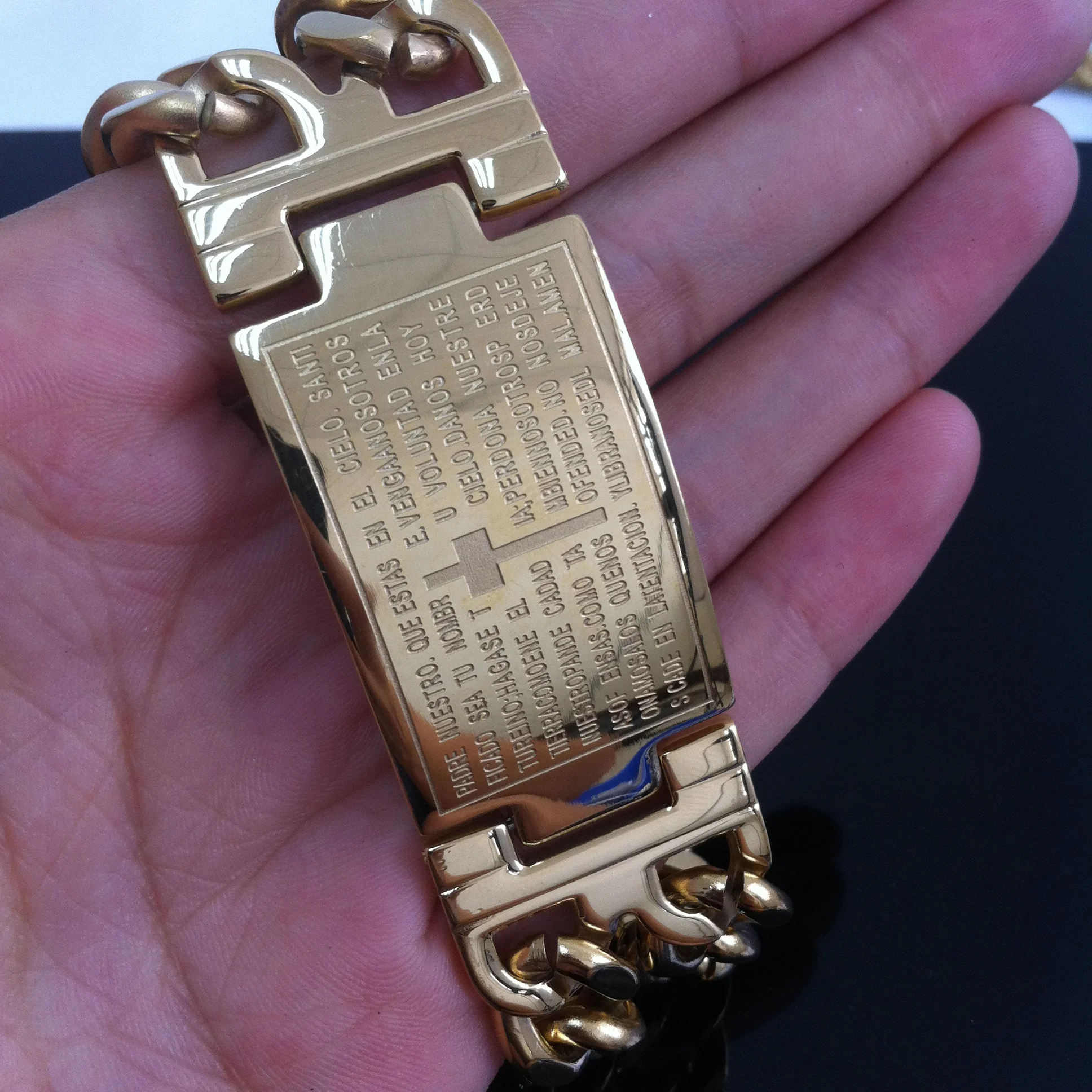 Punk Jesus Cross Bracelets Gold Tone Stainless Steel Bracelets Men Jewelry Male Charm Bangle Double Hand Chain Man Wristband stainless steel bracelet fashion bracelet fashion jewelry