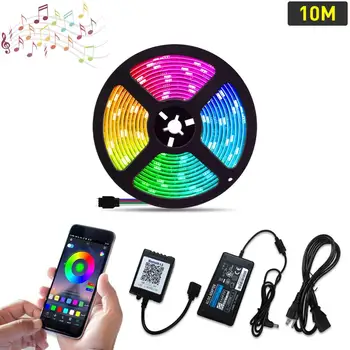 

RGB LED Strip Light,24V 10M(32.8Ft) 5050 RGB Roll Light,Music Rhythm X'mas Light,20 Colors & 30 shinning modes by smart control