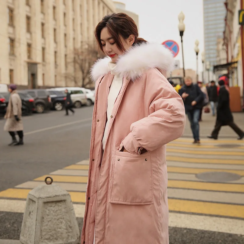 Best Winter Jacket Women Plus Size Womens Parkas Thicken Fur Collar Outerwear solid hooded Coats Long Female Cotton Padded XY8821
