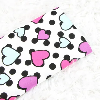 

50*140cm Plain Weave Cotton Love Dot Printing Fabric Sewing Quilting Material Patchwork Needlework DIY Handmade Cloth Dress