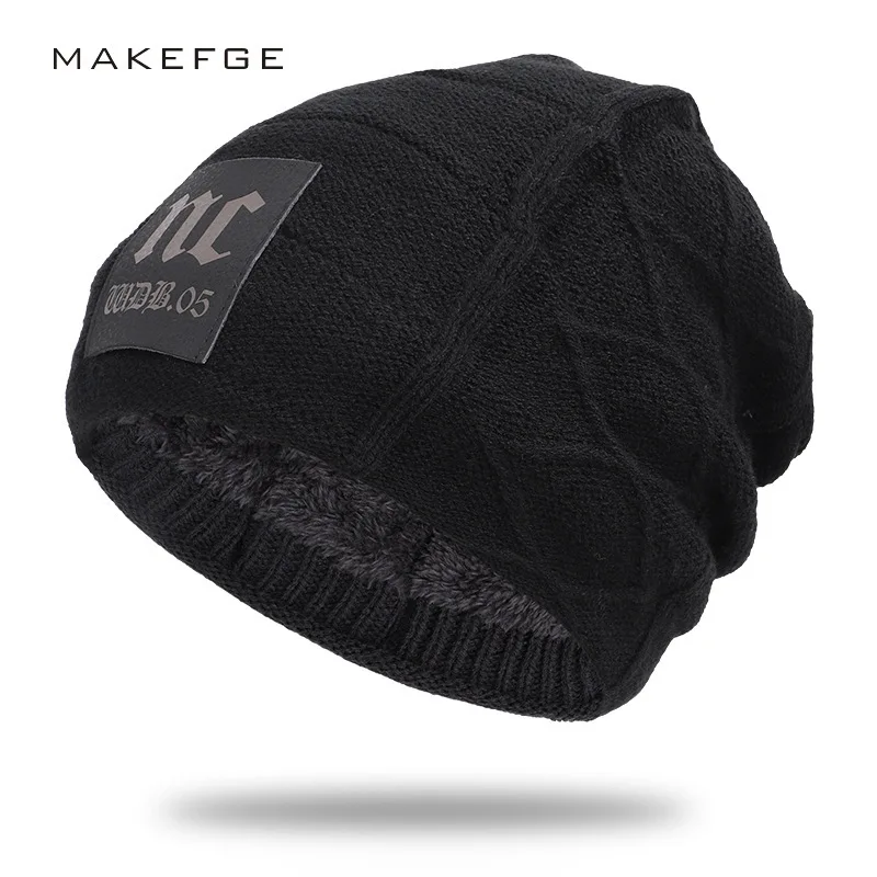 

2019 new winter hats for men and women of han edition label knitted cap NC add wool warm wool turtleneck cap hat