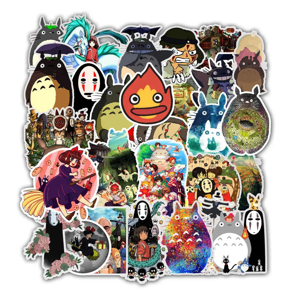 10 30 50pcs Waterproof Cartoon Totoro Spirited Away Girl Stickers Skateboard Suitcase Guitar Children Graffiti Sticker 3