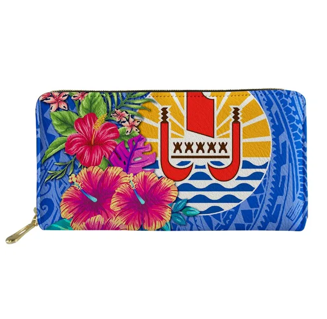 

TAHITI Red Pattern Long Wallets Zipper Phone Bag Card Holder For French Polynesia Girls Clutch Purse Carteira Handbags Notecase