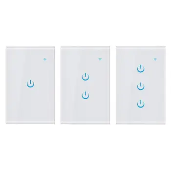 

Tuya Smart WiFi Wall Touch Switch 1/2/3 Gang US Standard App Remote Control