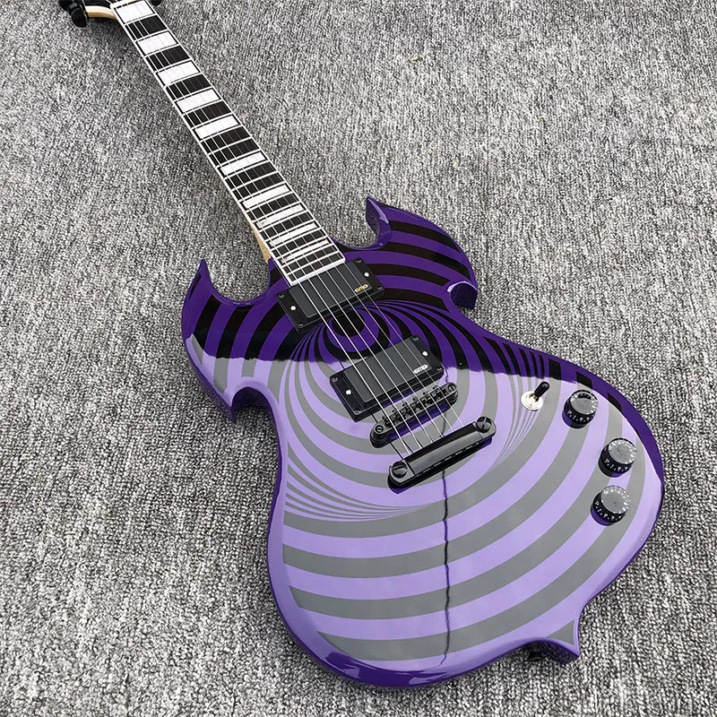 

2019 Factory Custom Electric Guitar with Purple and black line body,Mahogany body and neck, Rosewood fingerboard,free shipping