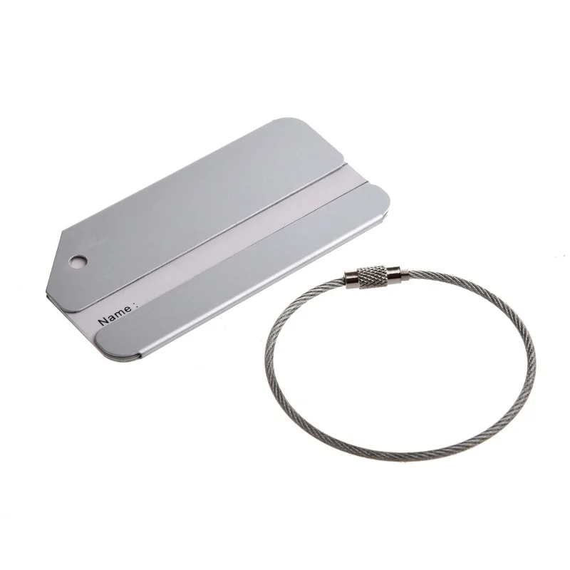 Aluminum alloy address label luggage trailer luggage tag name tag with metal cable(silver