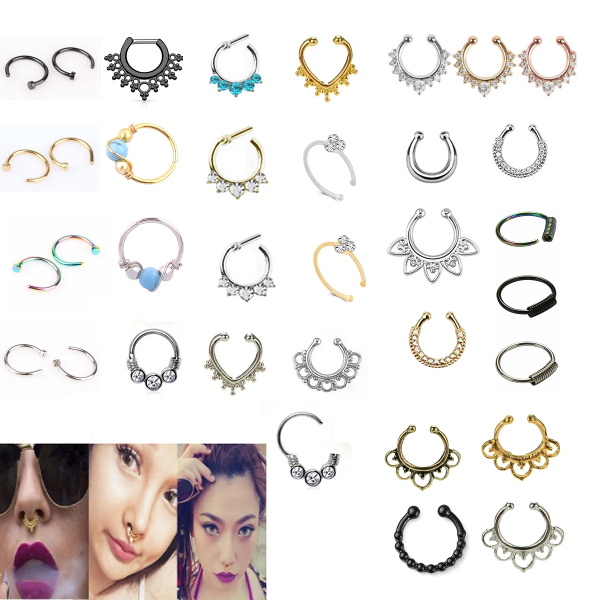 1pcs Fake Septum Medical Titanium Nose Ring     Body Clip Hoop For Women Septum Piercing Clip Jewelry Gift
