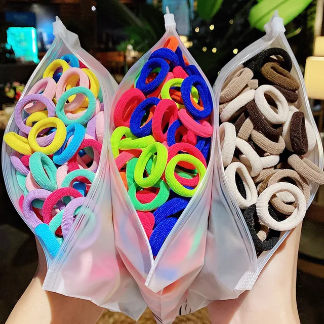 50/100pcs/Set Girls Colorful Nylon Small Elastic Hair Bands Children Ponytail Holder Scrunchie Headband Kids Hair Accessories 1