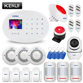 

KERUI W20 Home Security Alarm System TFT Touch Panel APP Control Burglar Alarm SystemSmoke Sensor GSM WiFi Connection 2.4 inch