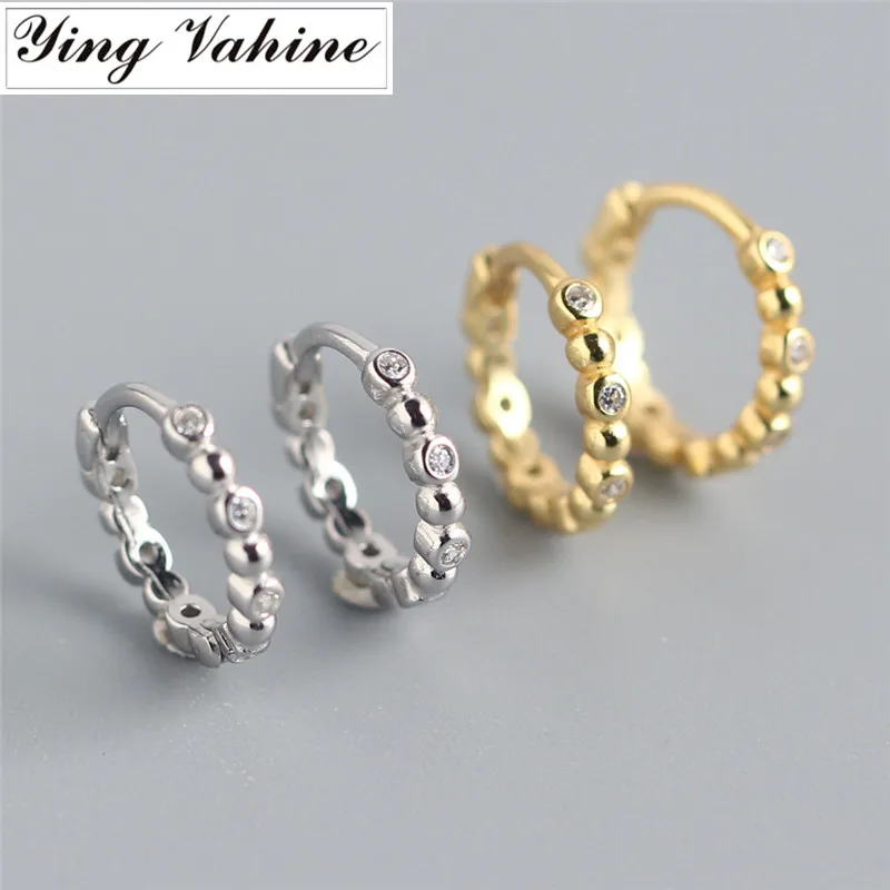 Ying Vahine 100% 925 Sterling Perline D'Argento Con La Cz Orecchini Con Perno Per Le Donne