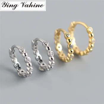 

ying Vahine 100% 925 Sterling Silver Beads with CZ Stud Earrings for Women