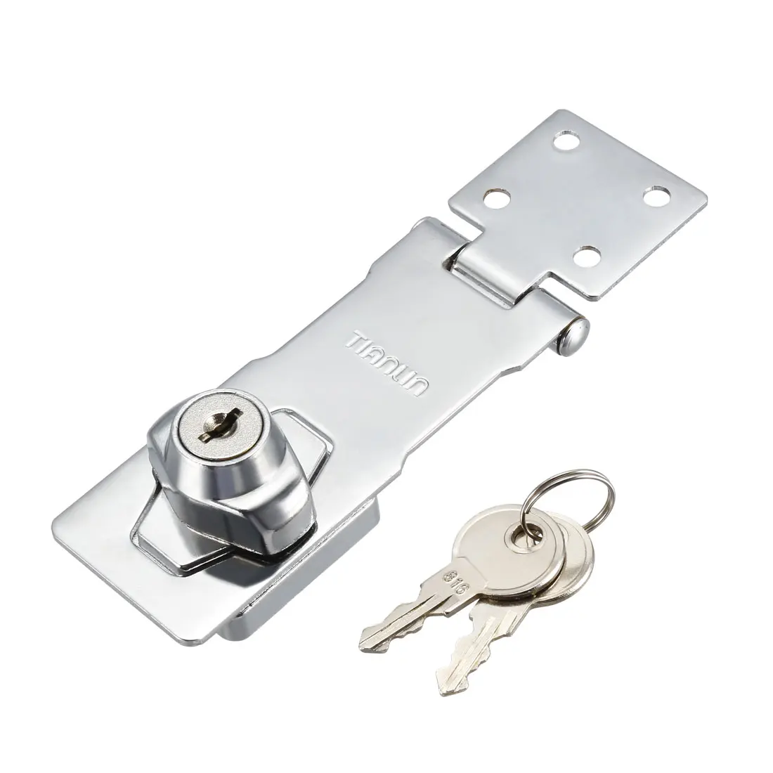 

uxcell Keyed Hasp Lock 143mm Twist Knob Keyed Locking Hasp for Door Cabinet Keyed Different