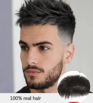 

HOUYAN Wig male real hair replacement Korean men's invisible seamless hairline bald head bald head replacement wig piece