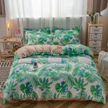 

J Green leaf duvet cover Pillowcase 3pcs 220x240 /200x200 /175x220,single double queen king size,quilt covers ,bedding set