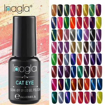

Inagla 8ML Cat Eye Long-lasting Gel Nail Art Magnetic Soak Off LED UV Gel Nail Polish Magnetic 58 Colors Gel Lacquer Gelpolish