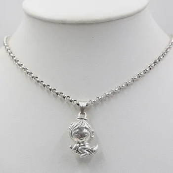 

925 Sterling Silver Pendant Fine Silver Jewelry Angel Pendant 33x16mm + Rolo Cable Necklace 20"