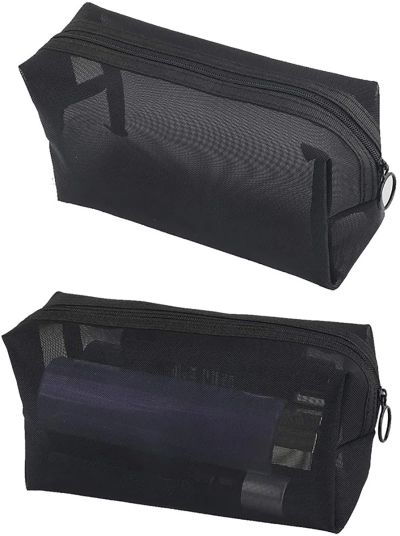 2 Pieces Mesh Makeup Brush Bag Travel Nylon Toiletry Case Zipper Beauty Pouch Organizer Holder for Women Girls | Багаж и сумки