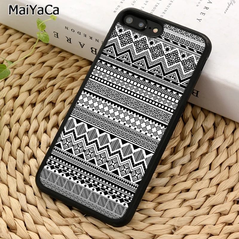 Черно-белый ацтекский Племенной чехол MaiYaCa для телефона iPhone X XR XS 11 12 13 Pro MAX 5 6 7 8 Plus
