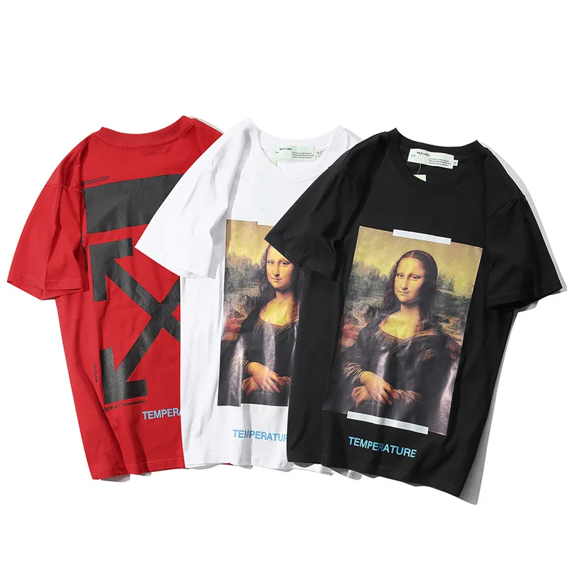 

NEW WOMEN tshirt OFF WHITE Mona Lisa Smile Print streetwear Sports leisure cotton Short sleeve t-shirt