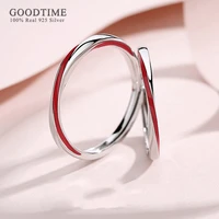 Trendy Red Color Couple Ring Pure100% 925 Sterling Silver Rings For Women Men  Anniversary Jewelry Gift For Party 1
