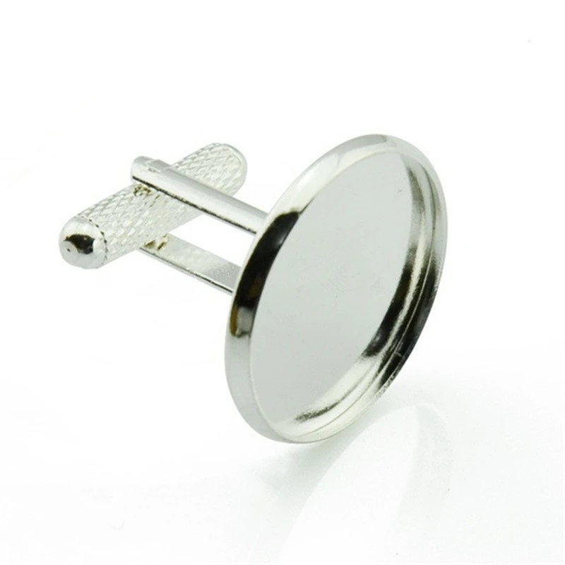 

10pcs Multi Size Shiny Silver Color Cufflink Blank Settings Round Cufflink Findings Blank Bezel Base for 12mm Cabochon Cameo