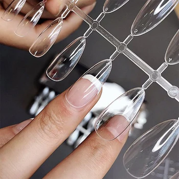 

500Pcs/Box Slim Phototherapy Nail Patch Full Transparent False Nail Stickers Art Decorations Practical Nail Spot S1